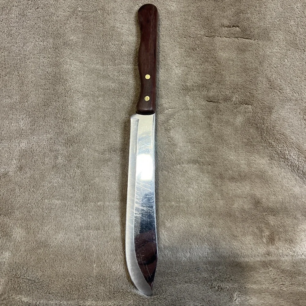 Vintage 60s Ekco‎ Eterna Stainless Steel Butcher Knife with Wood Handle Kitchen